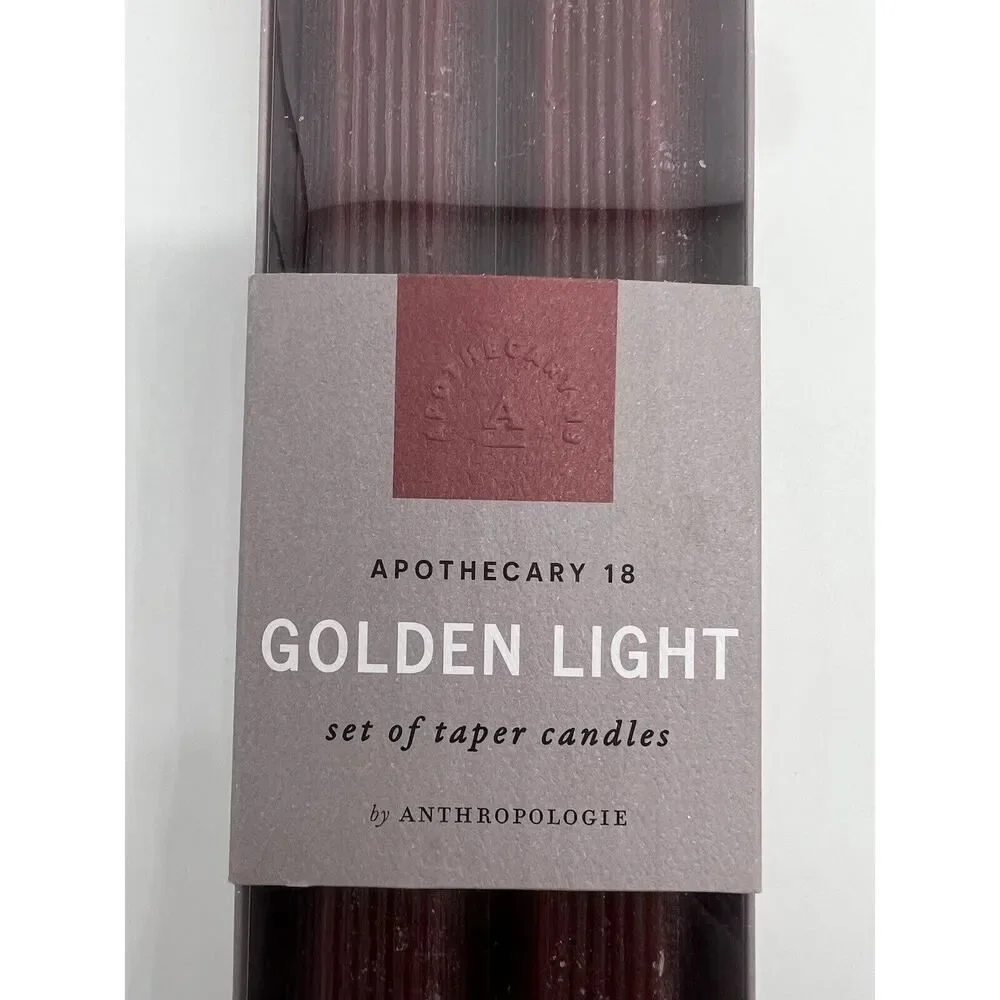 Anthropologie Apothecary 18 Golden Light Taper Candles in Wine Set of 2
